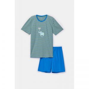 Herenpyjama korte mouwen 908 groen-blauw