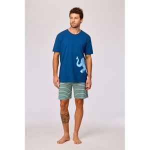 Herenpyjama korte mouwen 887 donkerblauw
