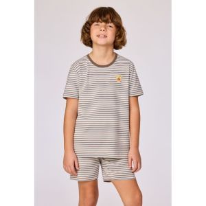 Jongenspyjama korte mouwen 907 bruin-blauw