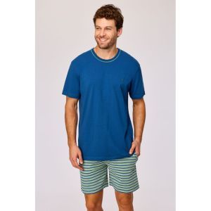 Herenpyjama korte mouwen 887 donkerblauw