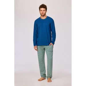 Herenpyjama lange mouwen 887 donkerblauw