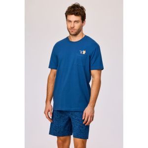 Herenpyjama korte mouwen 887 donkerblauw