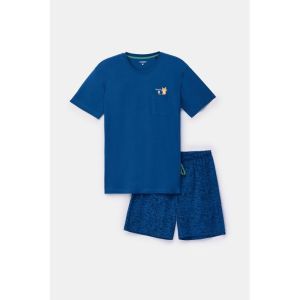 Herenpyjama korte mouwen 887 donkerblauw