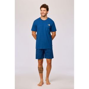 Herenpyjama korte mouwen 887 donkerblauw