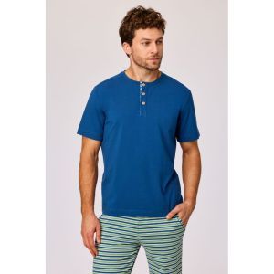 Herenpyjama korte mouwen 887 donkerblauw