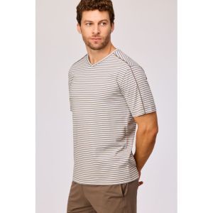 Herenpyjama korte mouwen 907 bruin-blauw