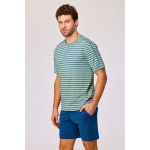 Herenpyjama korte mouwen 908 groen-blauw