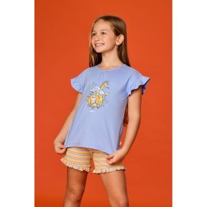 Meisjespyjama met korte mouwen 840 blauw
