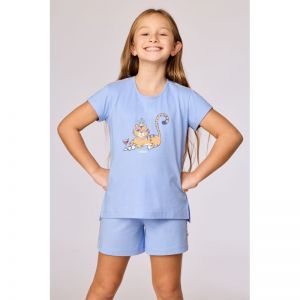 Meisjespyjama korte mouwen 840 blauw