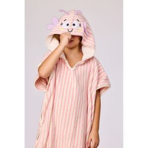 Badcape 920 roze streep