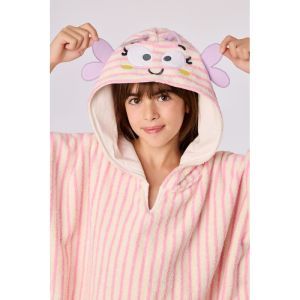 Badcape 920 roze streep