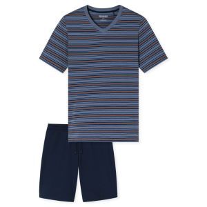 Herenpyjama korte mouwen 808 blaugrau