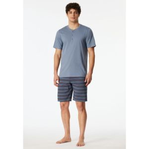 Herenpyjama korte mouwen 808 blaugrau