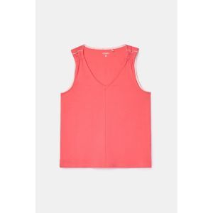 Damespyjama mouwloos 432 rood roos
