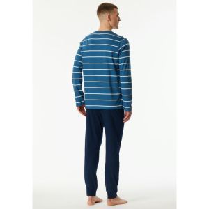 Herenpyjama lange mouwen 803 donkerblauw
