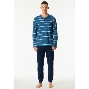 Herenpyjama lange mouwen 803 donkerblauw