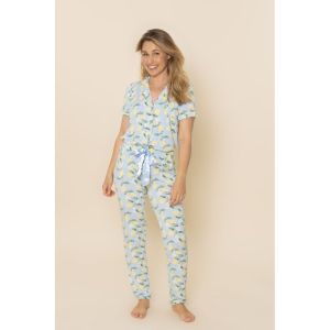 Damespyjama doorknoop Light blue