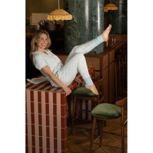 Damespyjama doorknoop Light blue