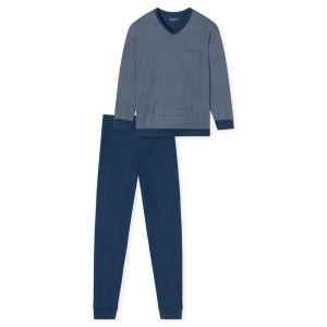 Herenpyjama lange mouwen 800 blauw