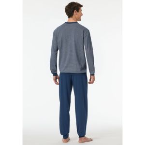 Herenpyjama lange mouwen 800 blauw