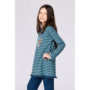 Meisjespyjama lange mouwen 905 blauwe stre