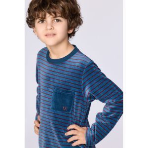 Jongenspyjama in velours 921 donkerblauw