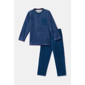 Jongenspyjama in velours 921 donkerblauw