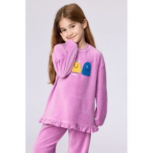 Meisjespyjama in velours 436 roze