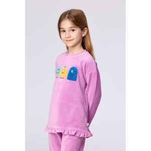 Meisjespyjama in velours 436 roze