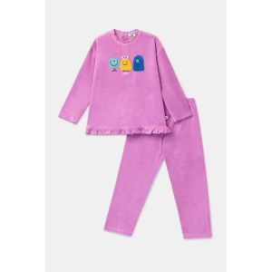 Meisjespyjama in velours 436 roze
