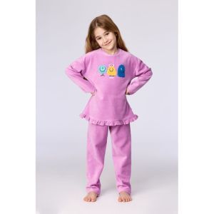Meisjespyjama in velours 436 roze