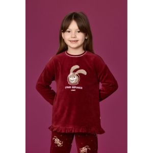 Meisjespyjama in velours 471 bordeaux