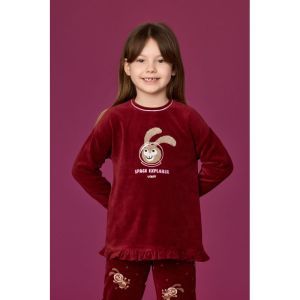 Meisjespyjama in velours 471 bordeaux