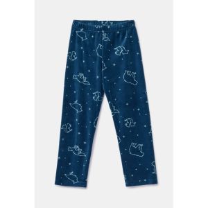 Meisjespyjama in velours 881 donkerblauw