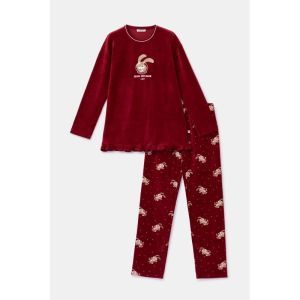 Damespyjama in velours 471 bordeaux