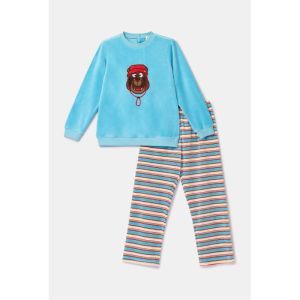 Meisjespyjama in velours 824 blauw