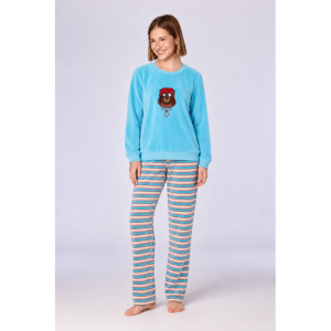Damespyjama in velours 824 blauw