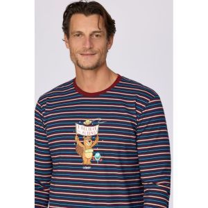 Herenpyjama lange mouwen 903 donkerblauw