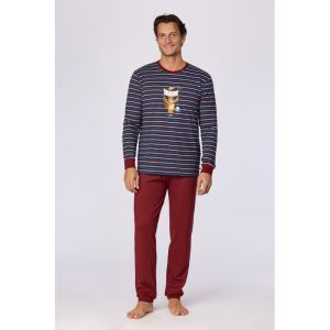 Herenpyjama lange mouwen 903 donkerblauw