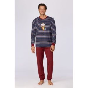 Herenpyjama lange mouwen 903 donkerblauw