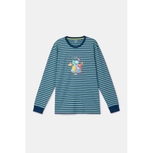 Herenpyjama lange mouwen 905 blauwe stre