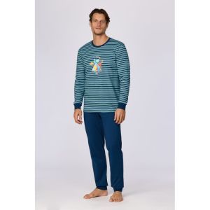 Herenpyjama lange mouwen 905 blauwe stre