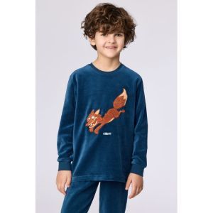 Jongenspyjama in velours 881 donkerblauw