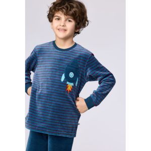 Jongenspyjama in velours 921 donkerblauw