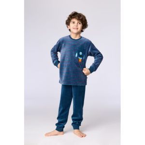 Jongenspyjama in velours 921 donkerblauw