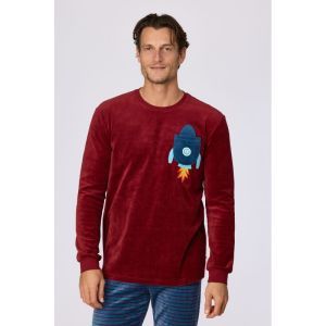 Herenpyjama in velours 471 bordeaux