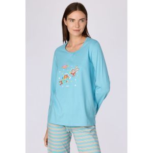 Damespyjama lange mouwen 824 blauw