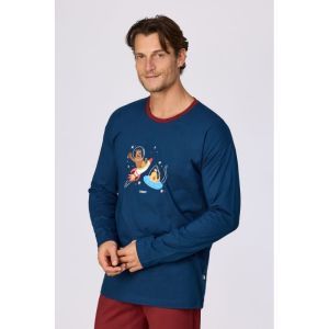 Herenpyjama met lange mouwen 881 donkerblauw
