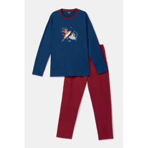 Herenpyjama met lange mouwen 881 donkerblauw