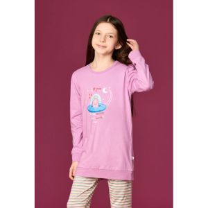 Meisjespyjama lange mouwen 436 roze